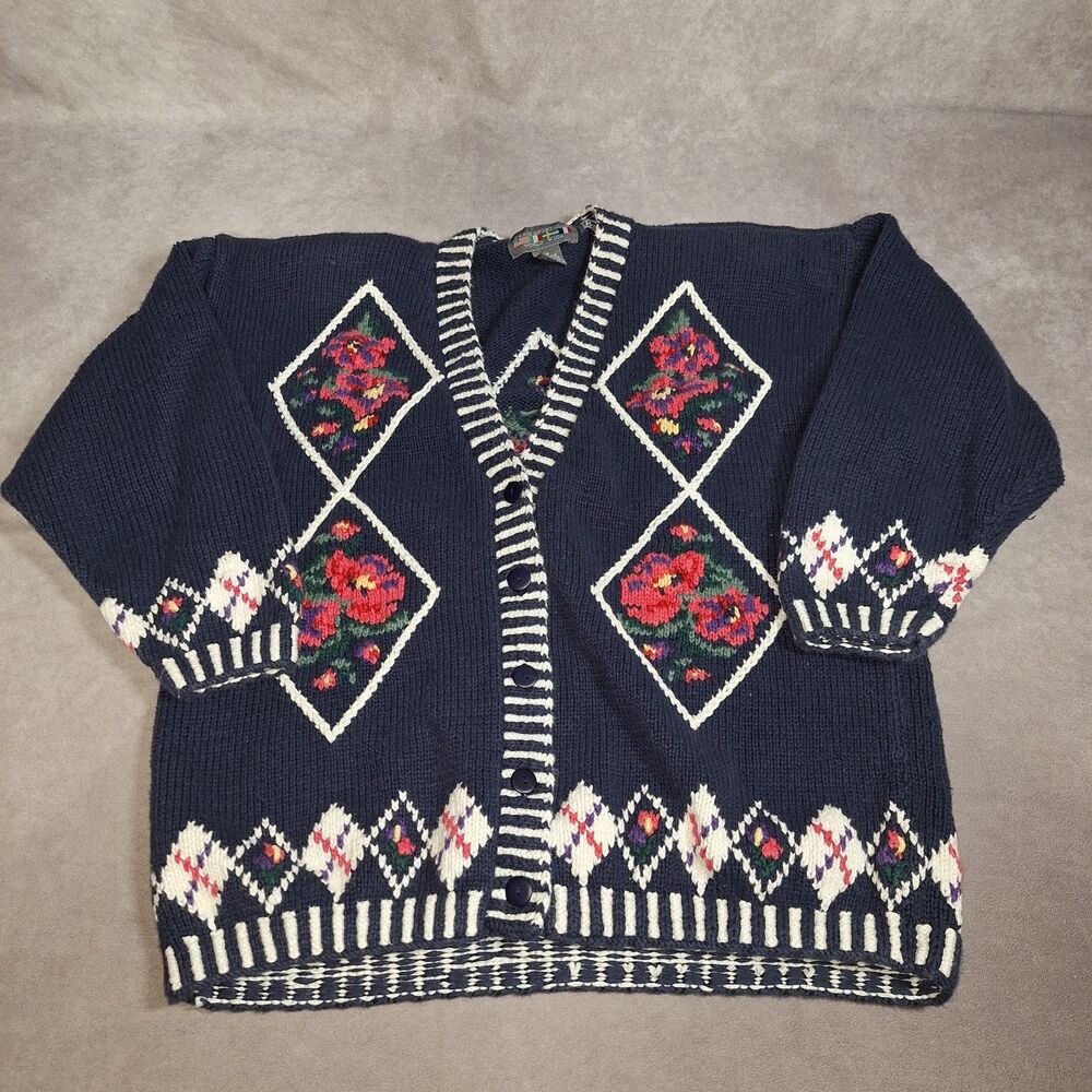 Paris Sports Club Medium Cardigan Multi color Embroidered Shoulder Pads